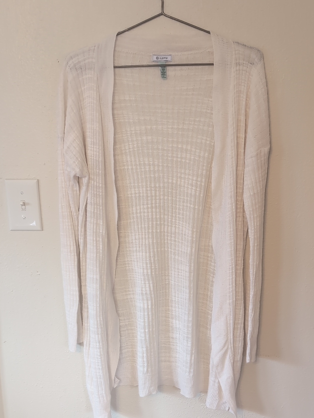 Susina Open-Front Cream Knit Cardigan M